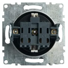 Розетка 2P+Е Катрин черный с защитной шторкой GLS16-7110-05