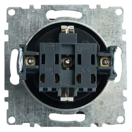 Розетка 2P+Е Катрин черный с защитной шторкой GLS16-7110-05