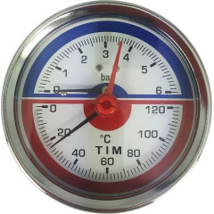 Термоманометр аксиальный TIM 6 bar Y-80T-6