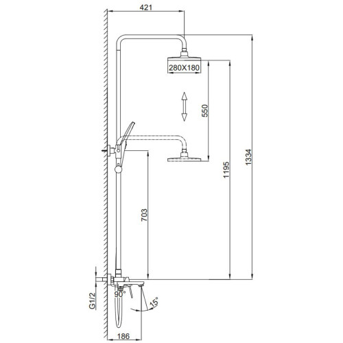 Душевая стойка FRAP F2486-9 оружейная сталь
