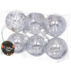 Шары новогодние набор 6шт SYQD-011978S 6см серебро