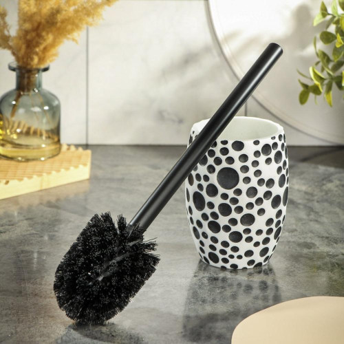Ёрш для туалета напольный полистоун, черно-белый, BRE0214BA-TOH (480586)