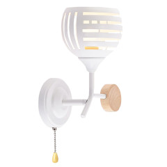 Светильник настенный Люмис XA1501B/1W WH+WOOD 1x60W E27 h250 белый/дерево