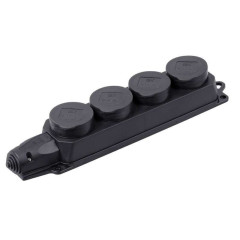 Колодка 4-пост. 2P+E каучуковая с защит. крышками черн. IP44 16А IEK PKR64-016-2-K02 (577441)