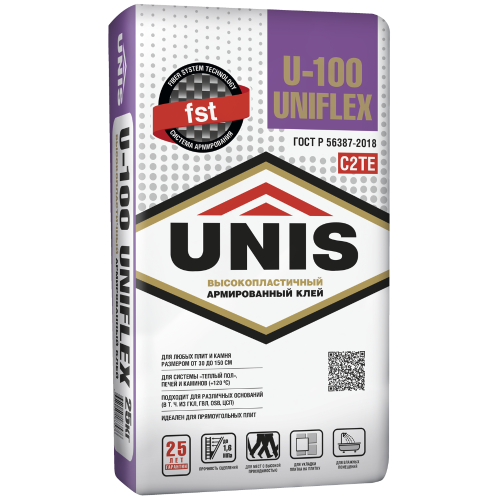 Клей д/плитки UNIS UniFlex U-100 эластичный 25кг