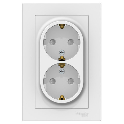 Розетка 2-ая 2P+E AtlasDesign шторки в сборе бел. SchE ATN000126