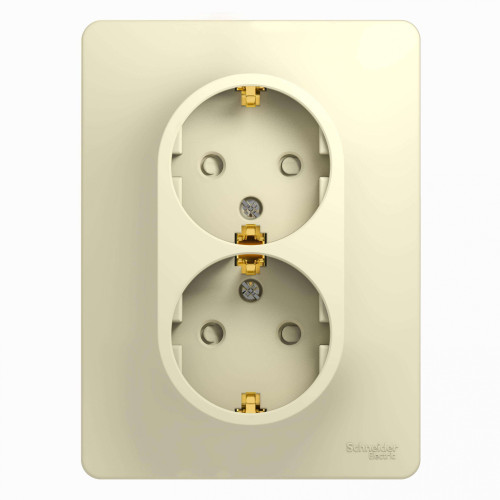 Розетка 2-ая 2P+E GLOSSA бежевый шторки GSL000226 (458655)