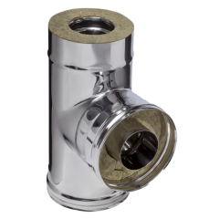 Дымоход сэндвич тройник 0,5мм 90гр Ф150*210 нержавеющая сталь (Феррум)