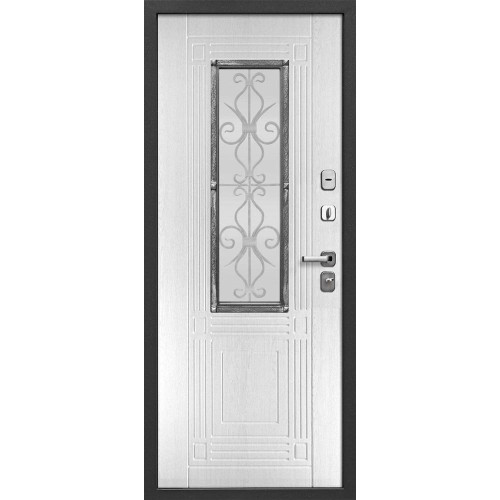 Дверь метал. 7,5 см Венеция Серебро/Белый ясень Царга (2050*960, Правая)