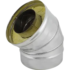 Дымоход сэндвич колено 0,8мм 45гр Ф115*200 нержавеющая сталь (Corax)