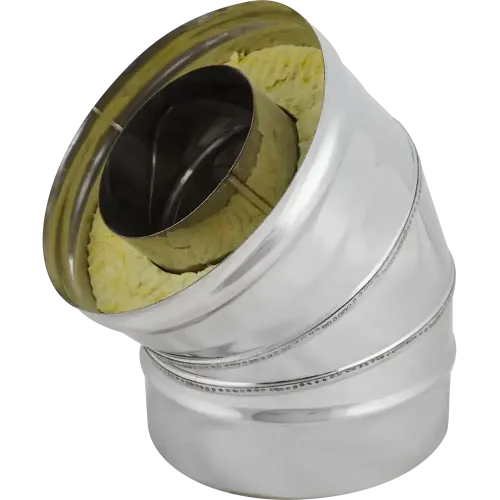 Дымоход сэндвич колено 0,8мм 45гр Ф115*200 нержавеющая сталь (Corax)