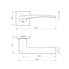 Ручки раздельные PUNTO K.ARC.Q52.LOTUS BL-24 черный (47111)
