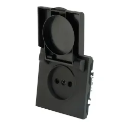 Розетка 2P ЭМИЛИ защ.шторки с крышкой черный RST16-5113-05