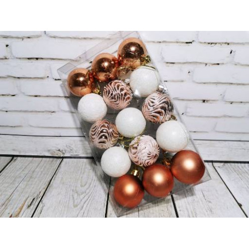 Шары новогодние набор 15шт 4см ассорти (2861)