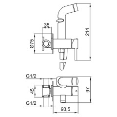 Душ гигиенический FRAP F7505 со смесителем, хром