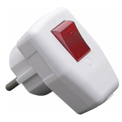 Вилка STEKKER угловая с кнопкой 16A белая PPG16-43-202