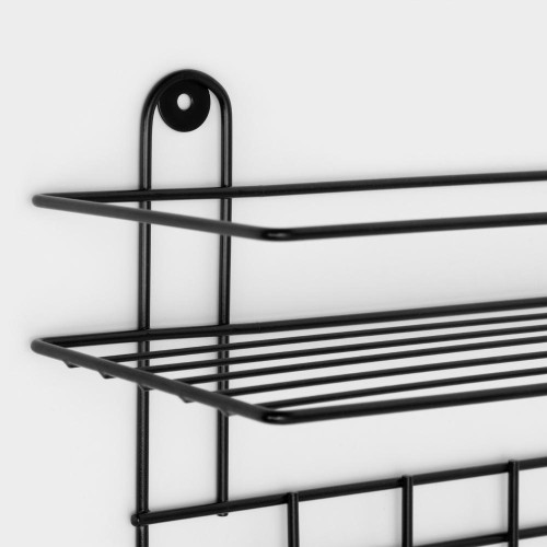 Полка для ванной комнаты прямая, 33х12,5 4 крючка, черная (9411041)