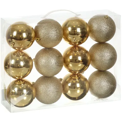 Шары новогодние набор 12шт 10см, золото (SYQA-012145)
