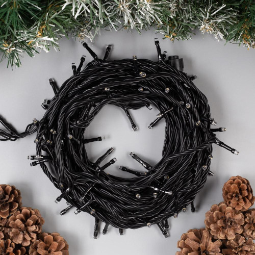 Гирлянда Нить 10м темная нить 100LED свечение теплое белое IP44 (3584087)