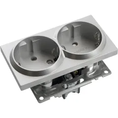 Розетка 2-ая 2P+E Катрин серебро с защитной шторкой GLS16-7114-03