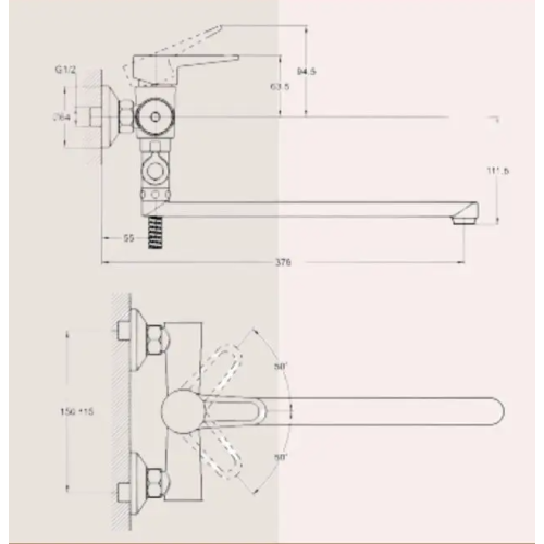 Смеситель для ванны G-LAUF NUD6-A045, ф-35