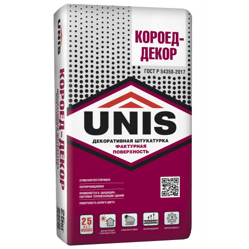Штукатурка UNIS КОРОЕД декоративная (фр 1,5мм*2мм) 25 кг