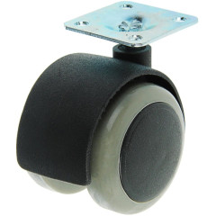 Колесо мебельное d=50мм на площадке с мягким ходом, без тормоза, серое(ЦБ008879)