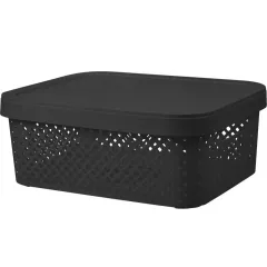 Корзина Plast team Black плетеная с крышкой 10л (498632)