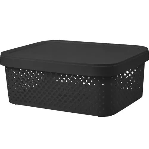 Корзина Plast team Black плетеная с крышкой 10л (498632)