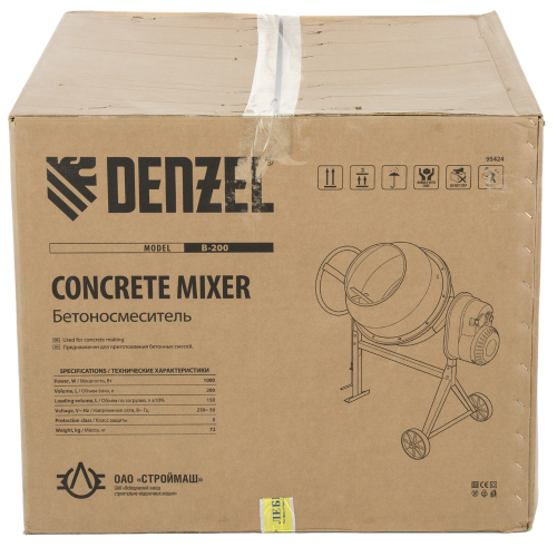 Бетоносмеситель DENZEL B-200, 1000 Вт (95424) (*30)