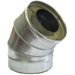 Дымоход сэндвич колено 0,8мм 45гр Ф115*200 нержавеющая сталь (Феррум)