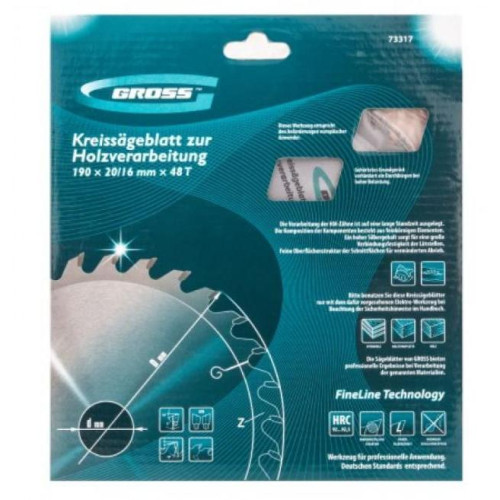 Диск пильный GROSS 190 x 20/16 x 48Т (73317)