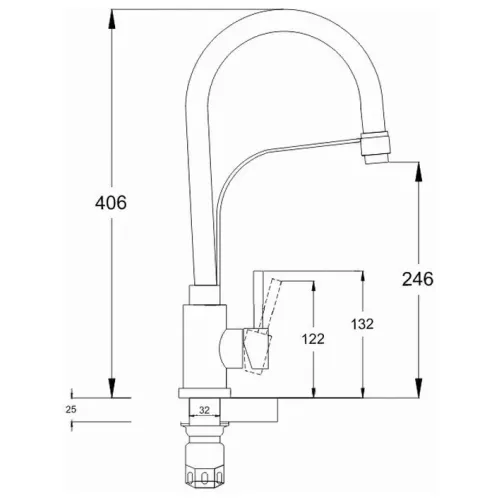Смеситель для кухни G-LAUF ZAP4-D090, ф 35