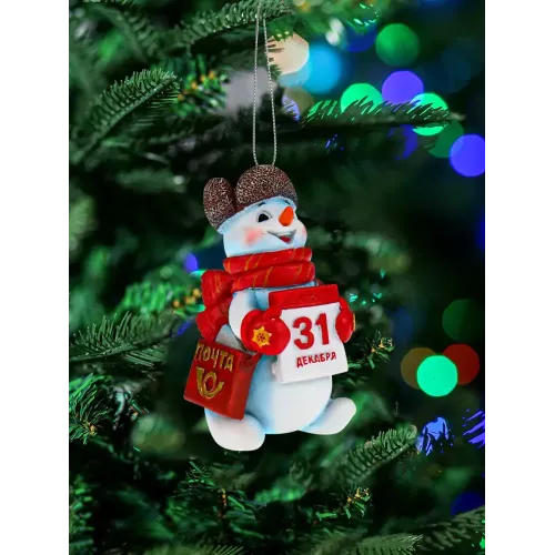 Украшение ёлочное Снеговичек с календарем 7х4,5см полирезина (8\4005)