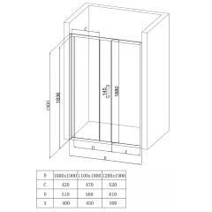 Душевое ограждение в проем EVA GOLD 110х190см, прозрачное стекло, профиль чёрный матовый, EG1B