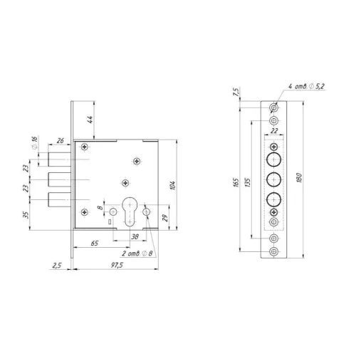 Замок врезной б/руч. ЗВЦ-11 (43787) (СЕНАТ)