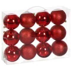 Шары новогодние набор 12шт 10см, красный (SYQA-012144)