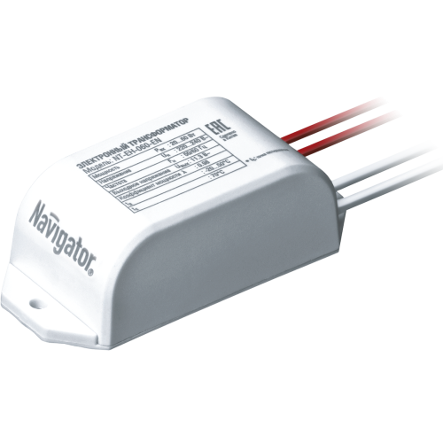 Трансформатор электронный 60Вт (min 20Вт) 230/12В (провод до 2м) нерег. Navigator NT-EH-060-EN (224380)