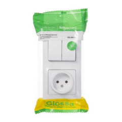 Блок комбинированный GLOSSA розетка + выкл. 2-кл. бел. SchE GSL000172