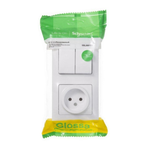 Блок комбинированный GLOSSA розетка + выкл. 2-кл. бел. SchE GSL000172