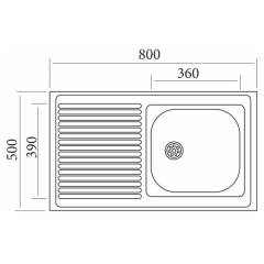 Мойка нерж. накладная Эконом 50х80 см правая, глуб. 13см, тол. 0,4мм (без сифона)