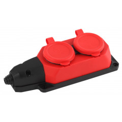 Колодка 2-пост. 2P+E каучуковая с защит. крышками красная  IP44 16А ЭРА RED-IP44 5049 (723794)