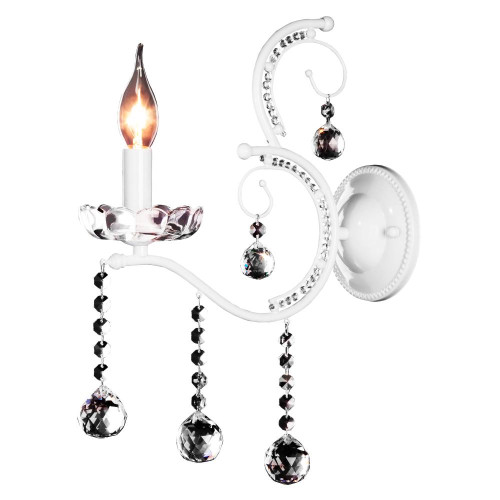 Светильник настенный EUROSVET 10107/1 белый/прозрачный хрусталь Strotskis