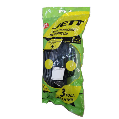 Удлинитель 1-мест. 25м 2P черный (ПВС 2х0,75) ДЖЕТТ