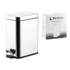Ведро для мусора PERFECTO LINEA нерж.сталь 5л с педалью, прямоуг.