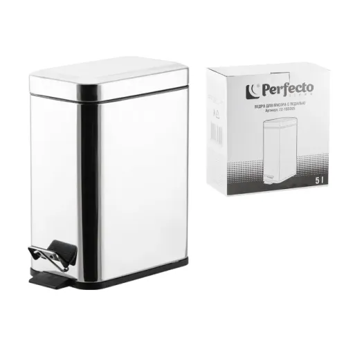 Ведро для мусора PERFECTO LINEA нерж.сталь 5л с педалью, прямоуг.