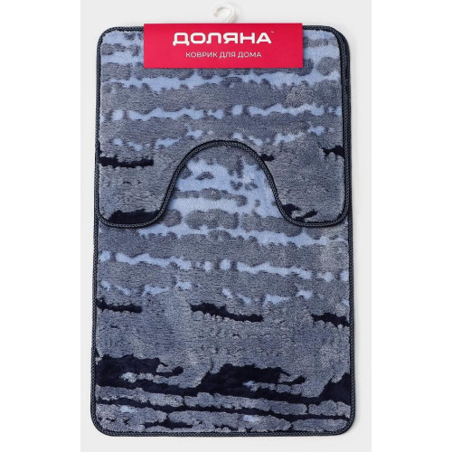 Набор ковриков для ванной и туалета 2шт ДОЛЯНА 50х80см+50х40см Блик синий (4597764)