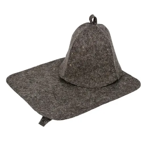 Набор банный 2 предм. (Шапка, коврик) серый 