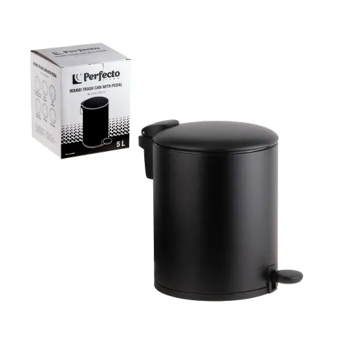 Ведро для мусора PERFECTO LINEA черное 5л с педалью Black Onyx