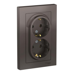 Розетка 2-ая 2P+E AtlasDesign в сборе мокко SchE ATN000624